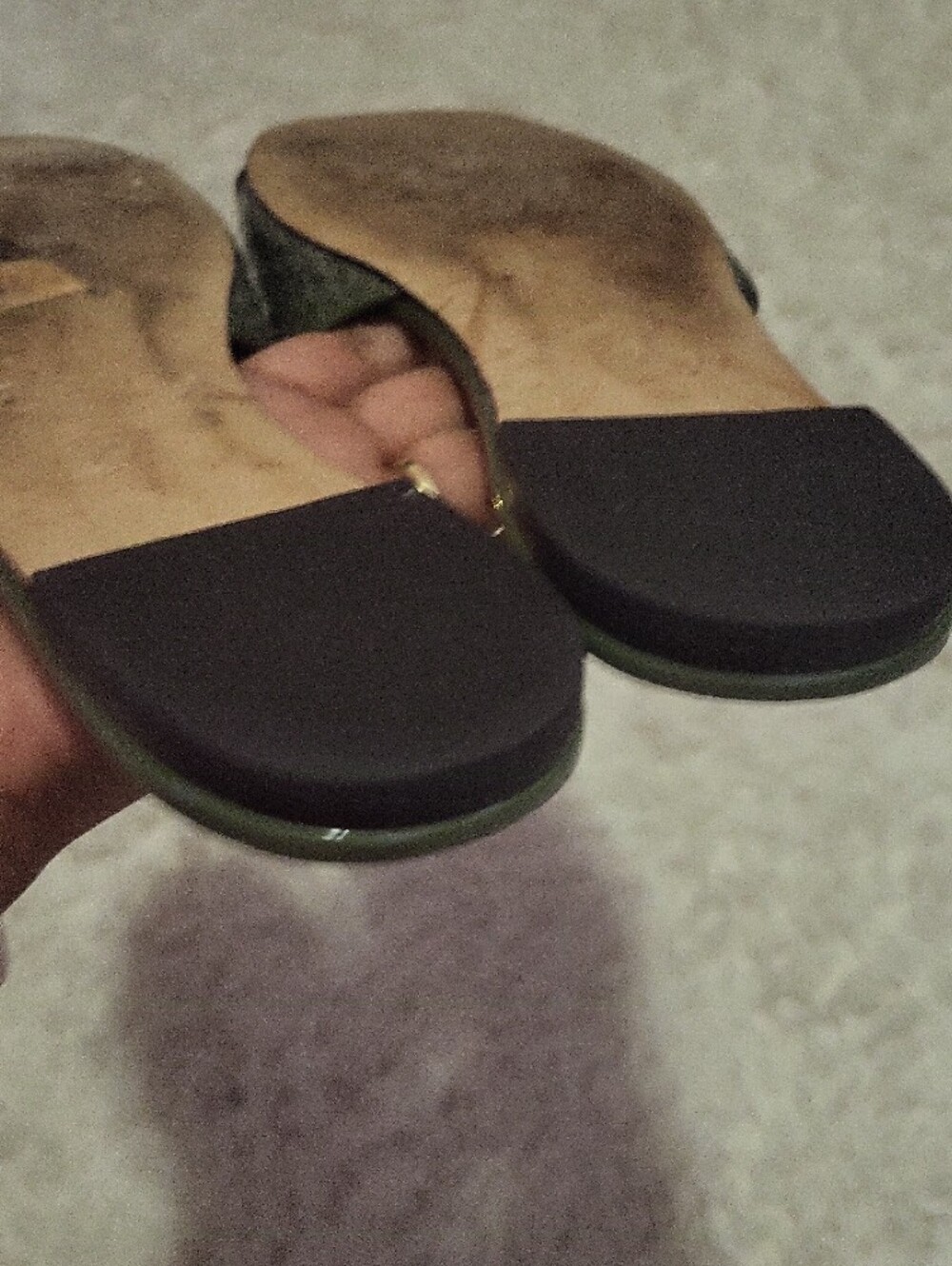 Tory Burch Olive Green Slide Mules with Gold Logo Emblem - Picture 6 of 9
